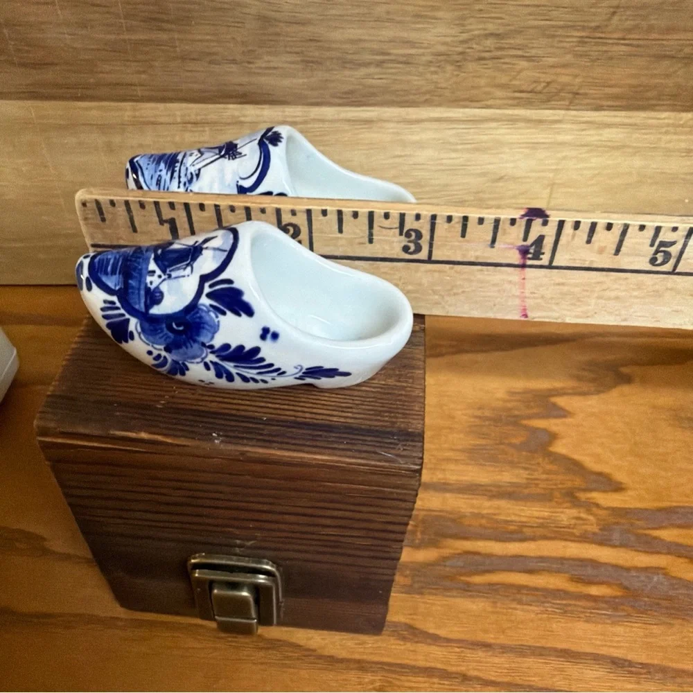Vintage Delft Blue and White Ceramic Clogs made in Holland Excellent Condition